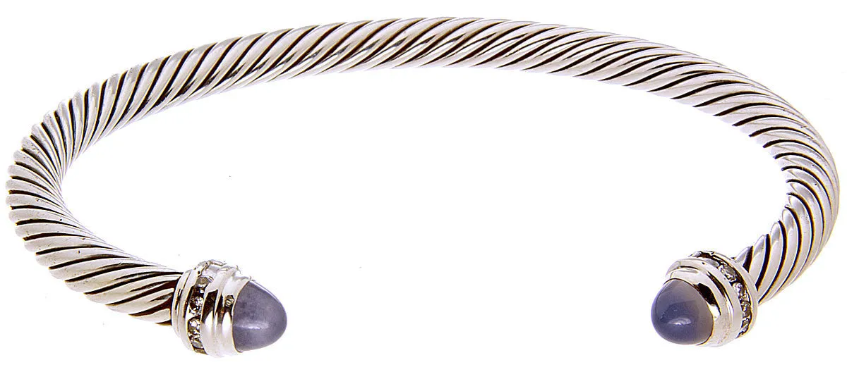 David Yurman Chalcedony & Diamond Classic Cable Bracelet