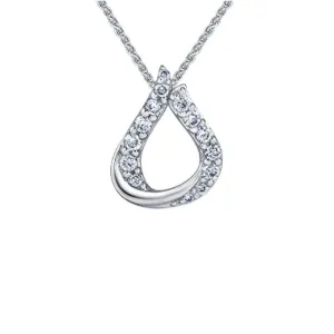 Delicate 10K White Gold Pear Shaped Diamond Pendant with 0.20TDW