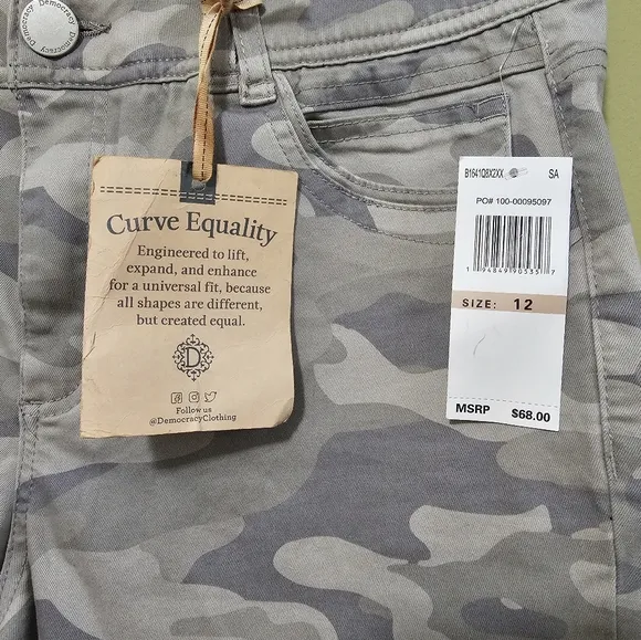 Democracy Women's Grey Camo Ab Technology Jeans Size 12 NWT