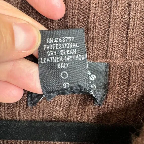 Designers Studio Women's Brown Suede &amp; Knit Vest XL Full Zip Casual