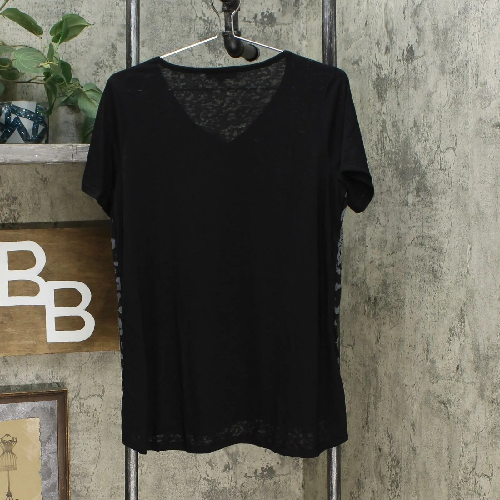 DG2 by Diane Gilman Women's Burnout Embellished Top Black Animal Medium