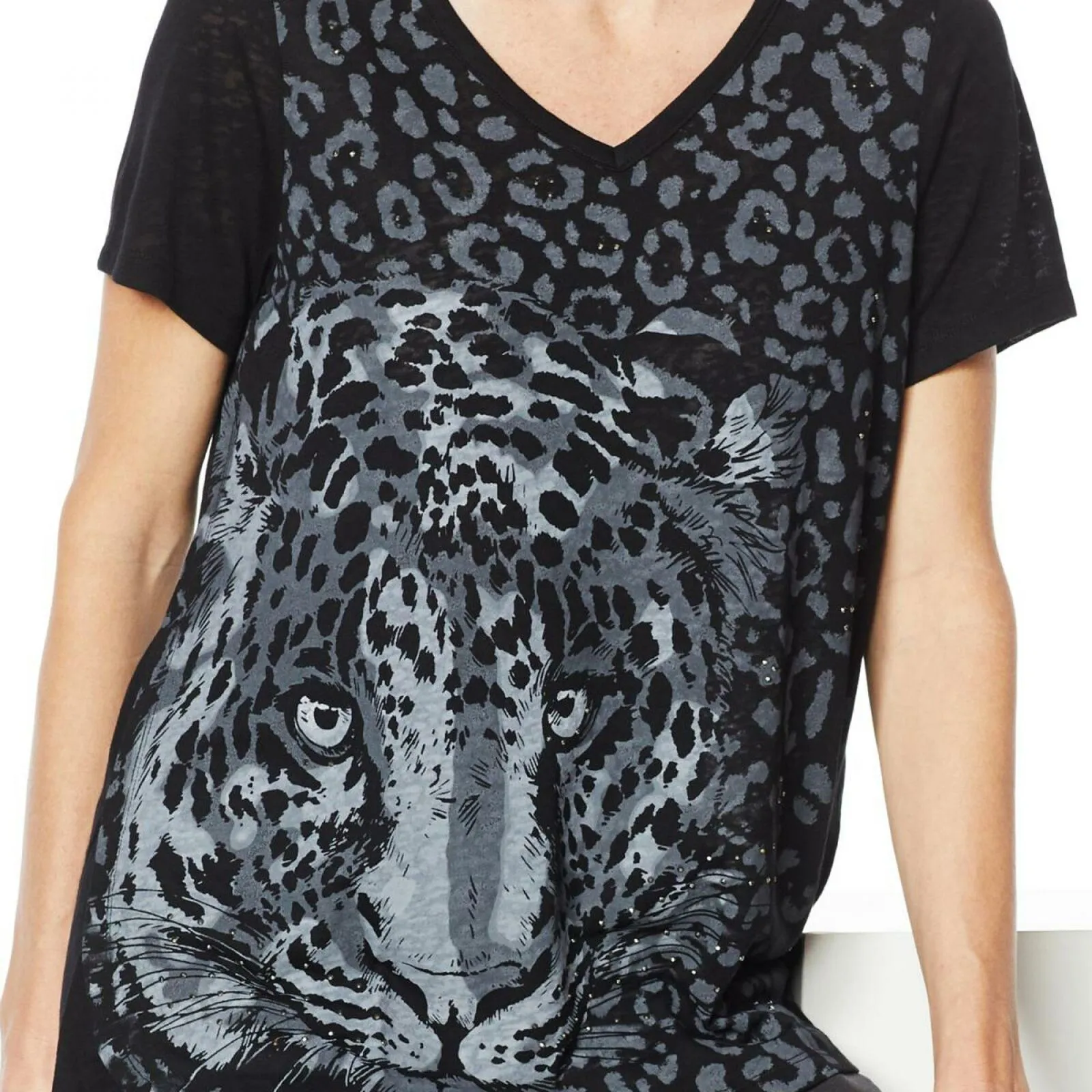 DG2 by Diane Gilman Women's Plus Size Burnout Printed And Embellished Top