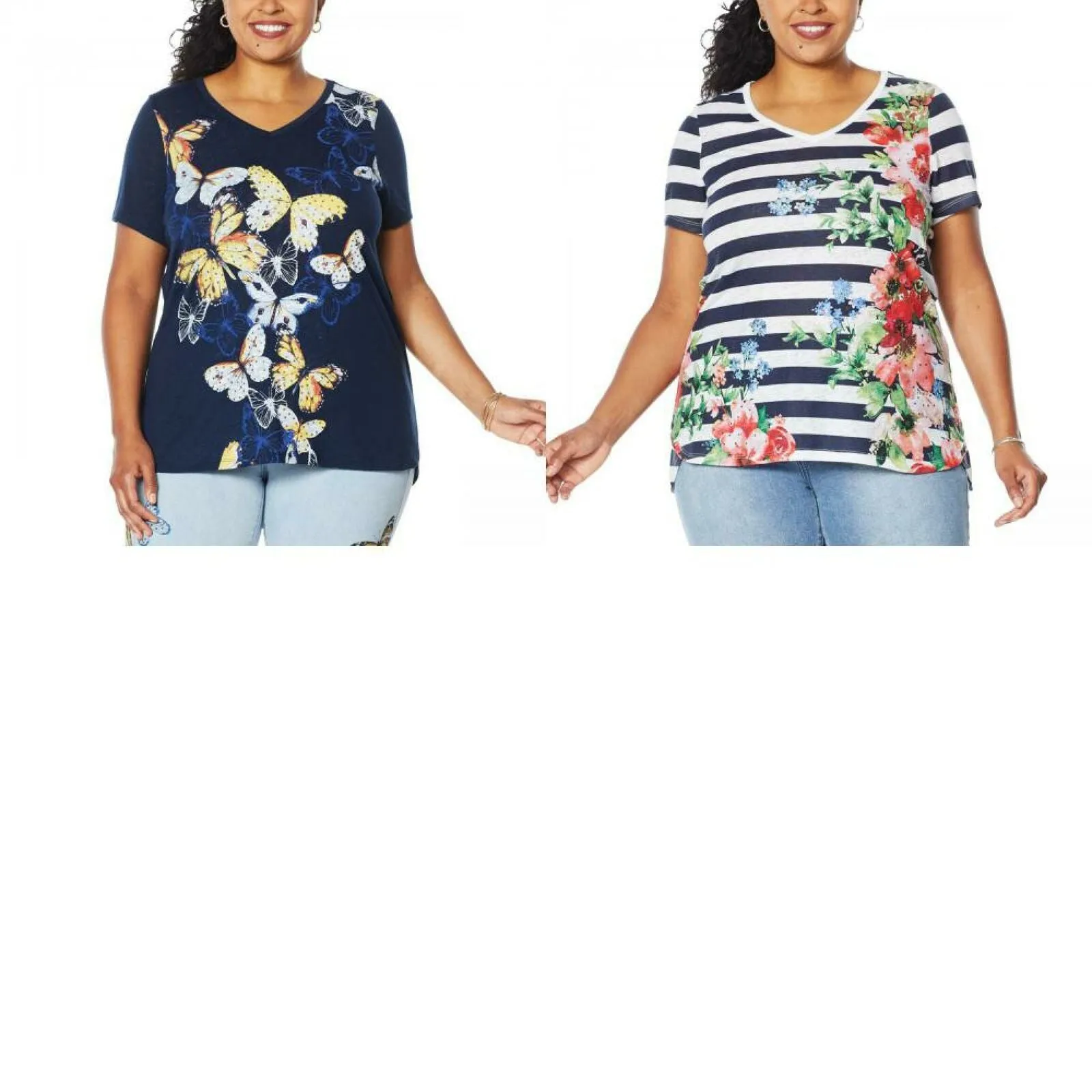 DG2 by Diane Gilman Women's Plus Size Burnout Printed And Embellished Top