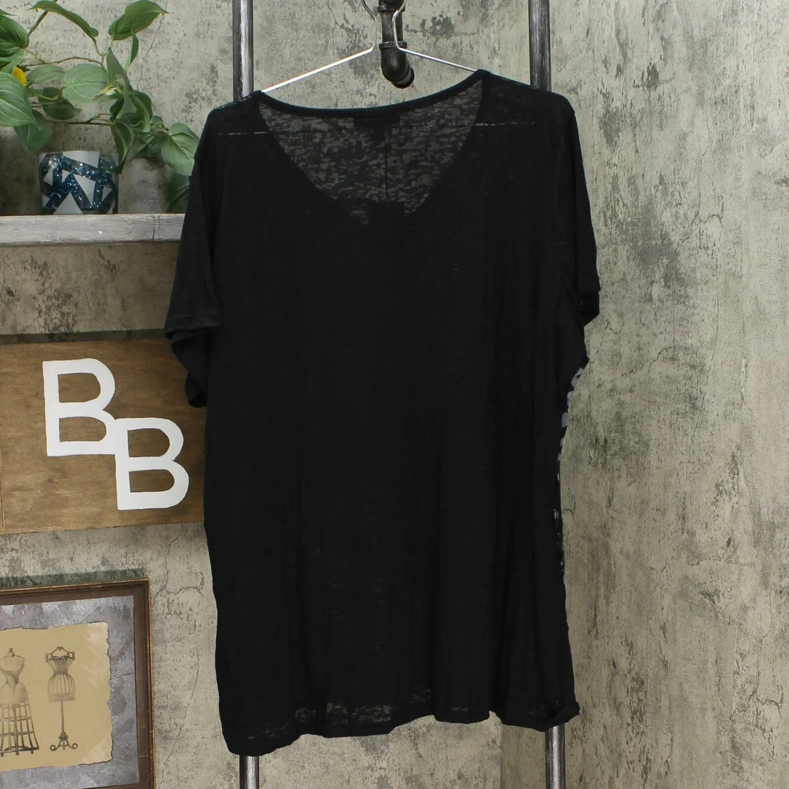 DG2 by Diane Gilman Women's Plus Size Burnout Printed And Embellished Top
