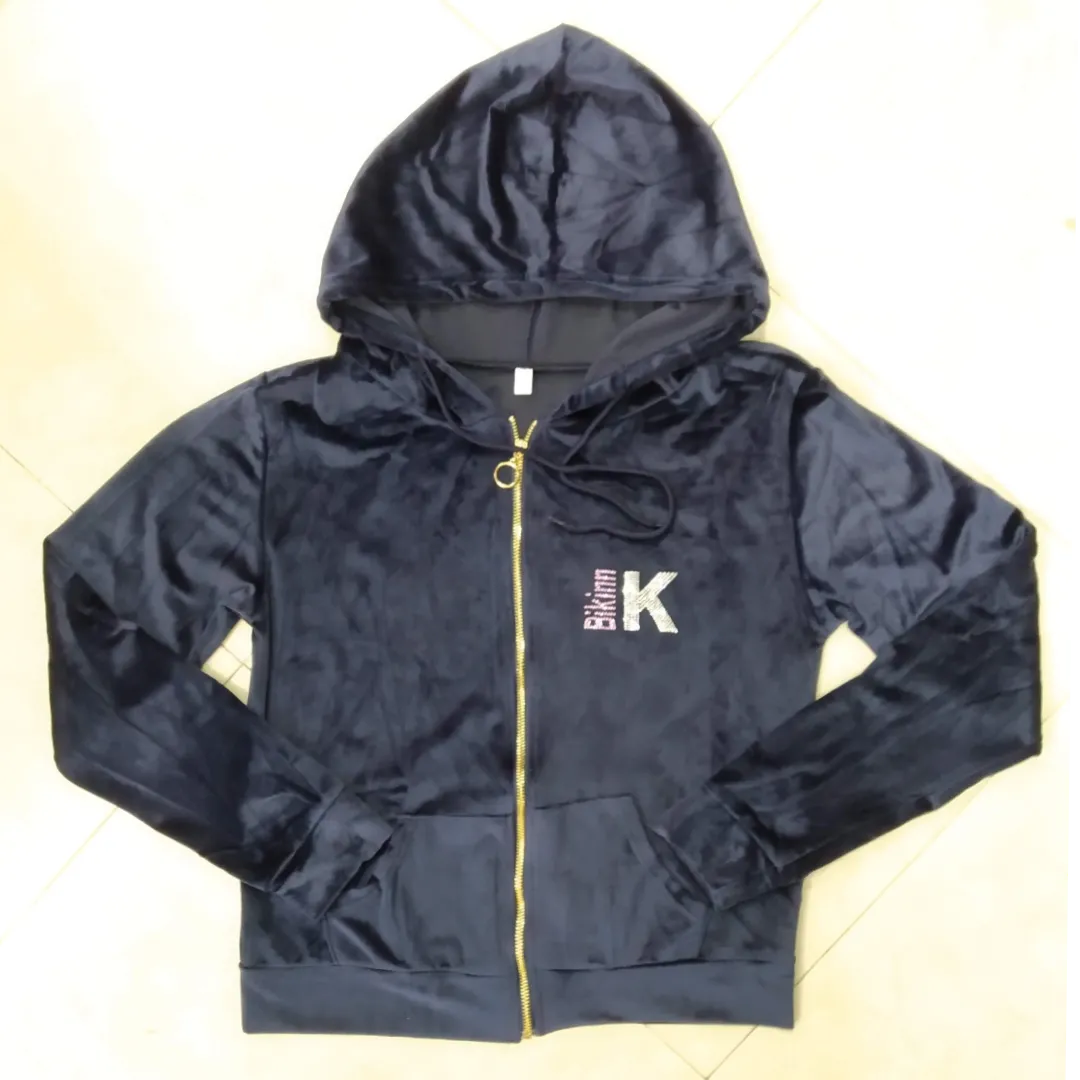 Diamante Velour Full Zip Hoodie