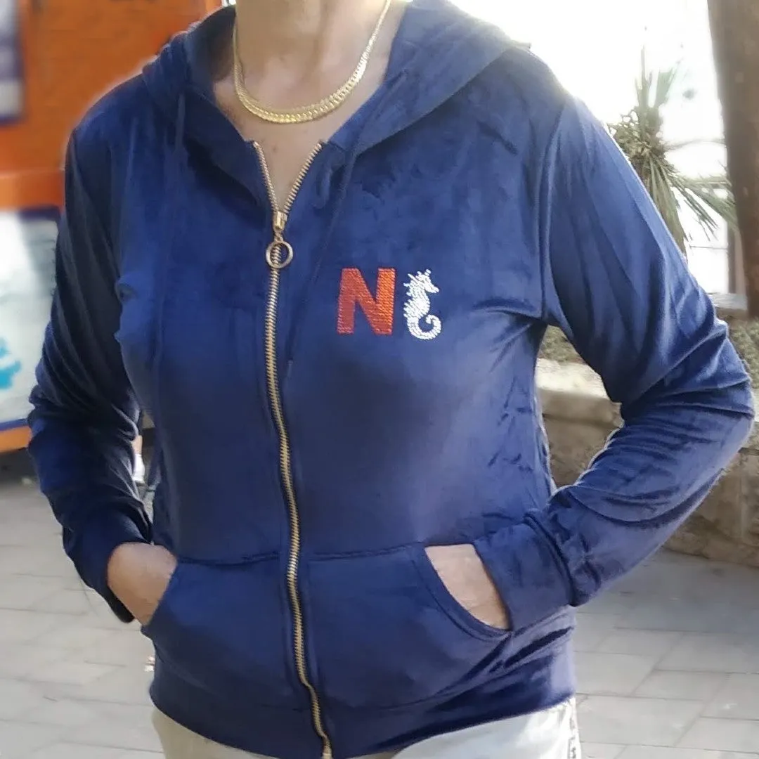 Diamante Velour Full Zip Hoodie