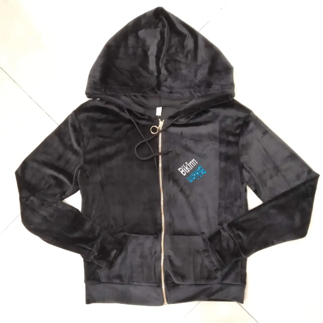 Diamante Velour Full Zip Hoodie