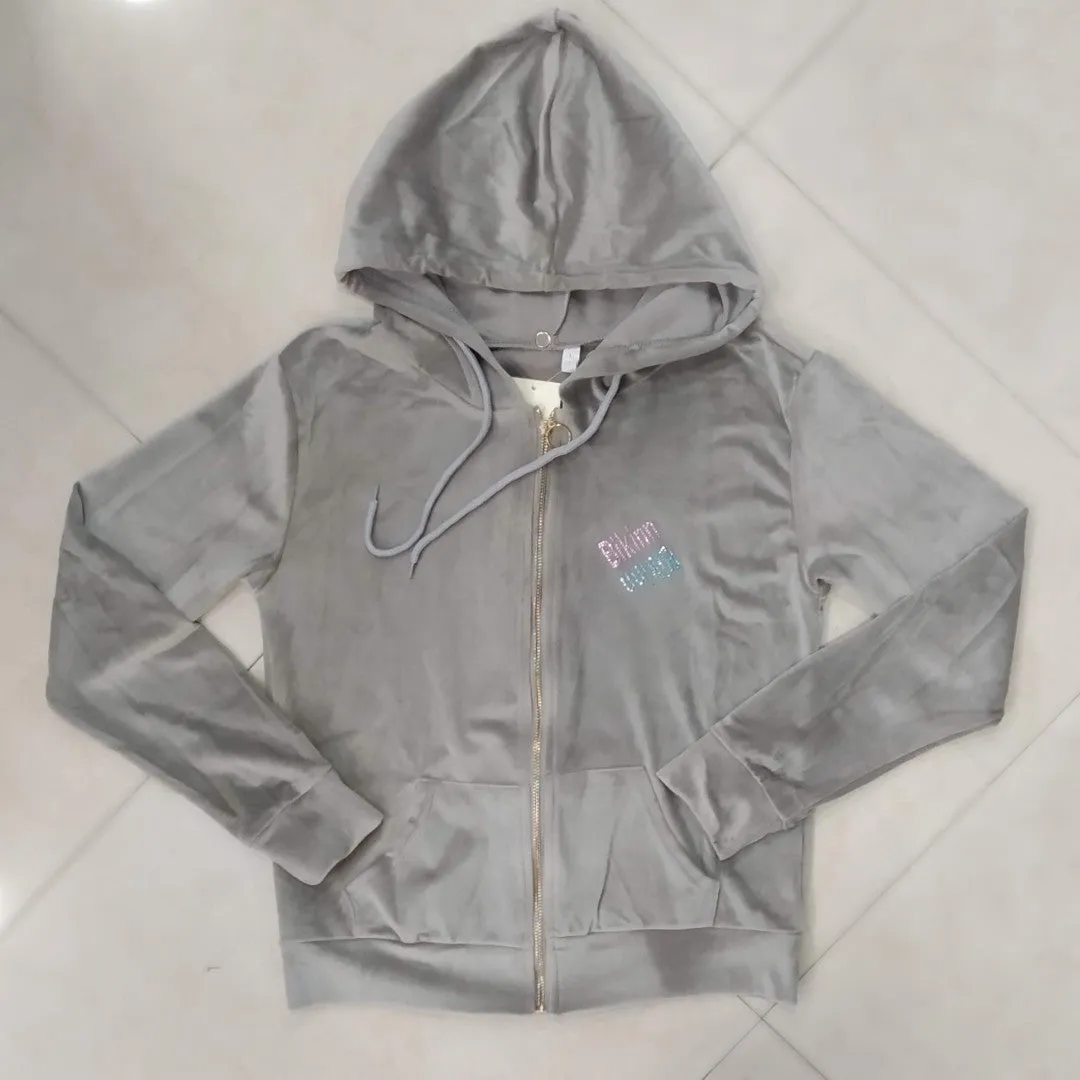 Diamante Velour Full Zip Hoodie