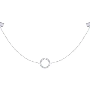 Diamond Circle Pendant Sterling Silver Necklace