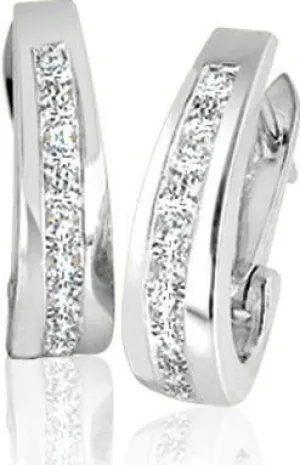 Diamond Classic J Hoop set with 1.00tdw in 10K White Gold