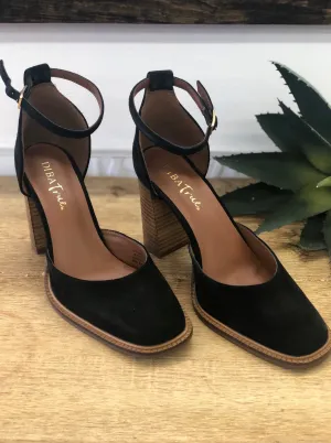 Diba True Kol Pik Black Suede Stacked Pump