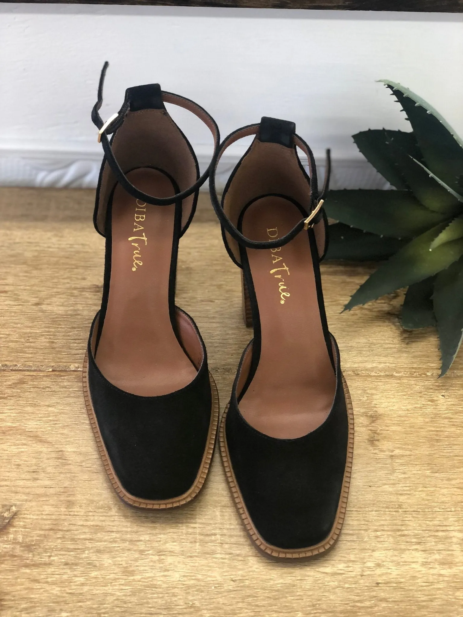 Diba True Kol Pik Black Suede Stacked Pump