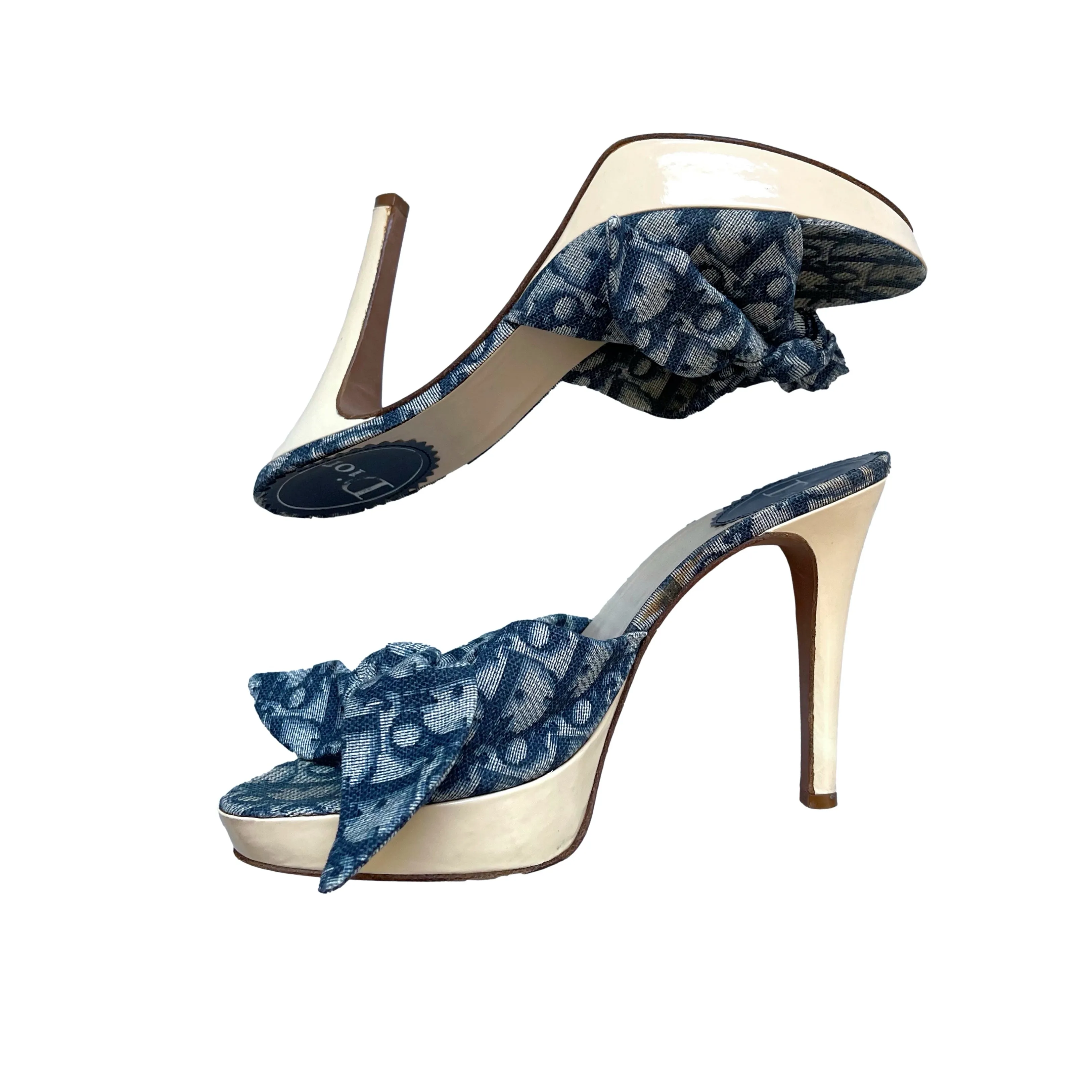 Dior Navy Logo Platform Heels
