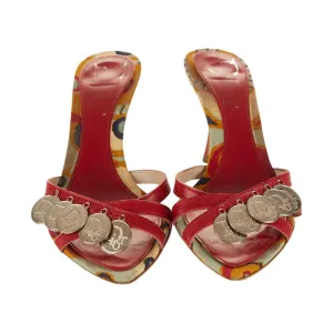 Dior Red Logo Coin Kitten Heels