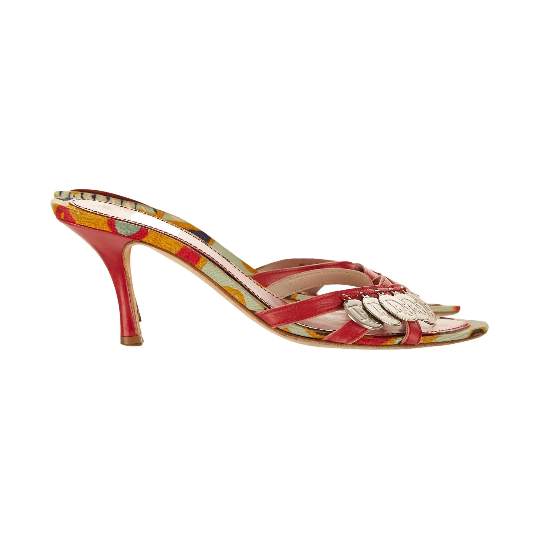 Dior Red Logo Coin Kitten Heels