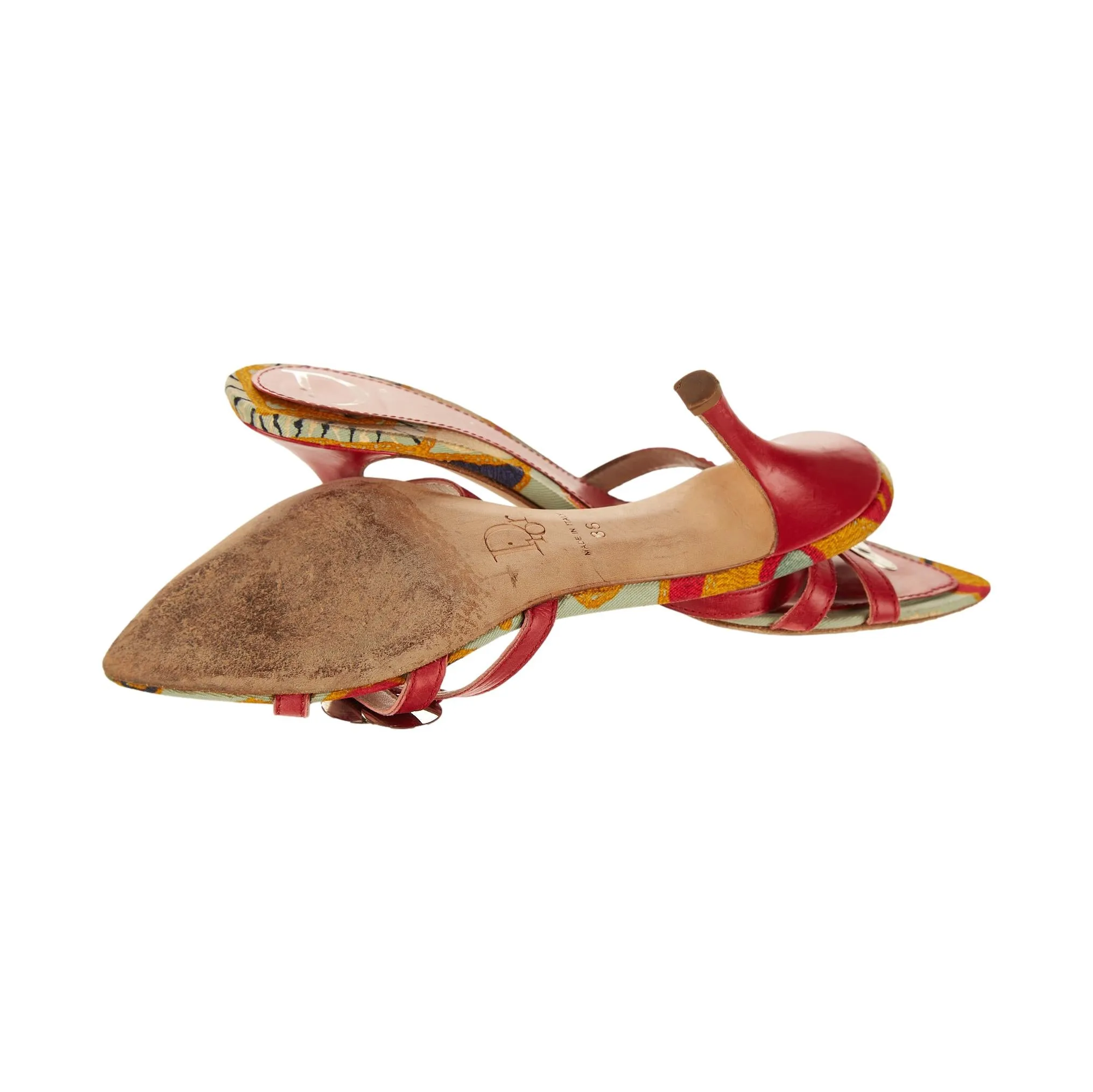 Dior Red Logo Coin Kitten Heels
