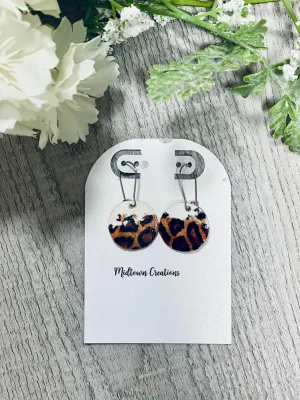 Distressed Leopard Wooden Earrings