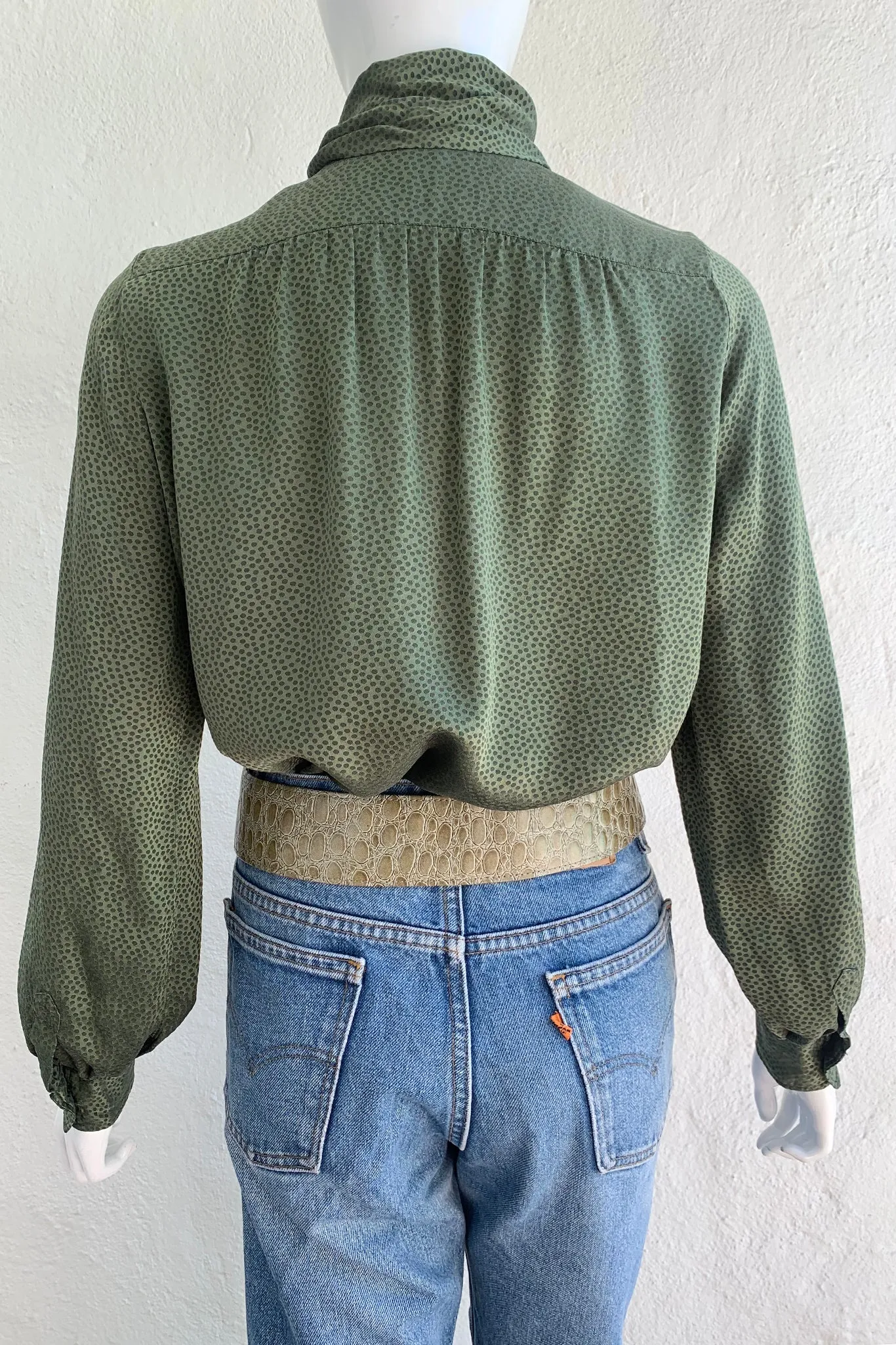 Dotted Silk Bow Blouse