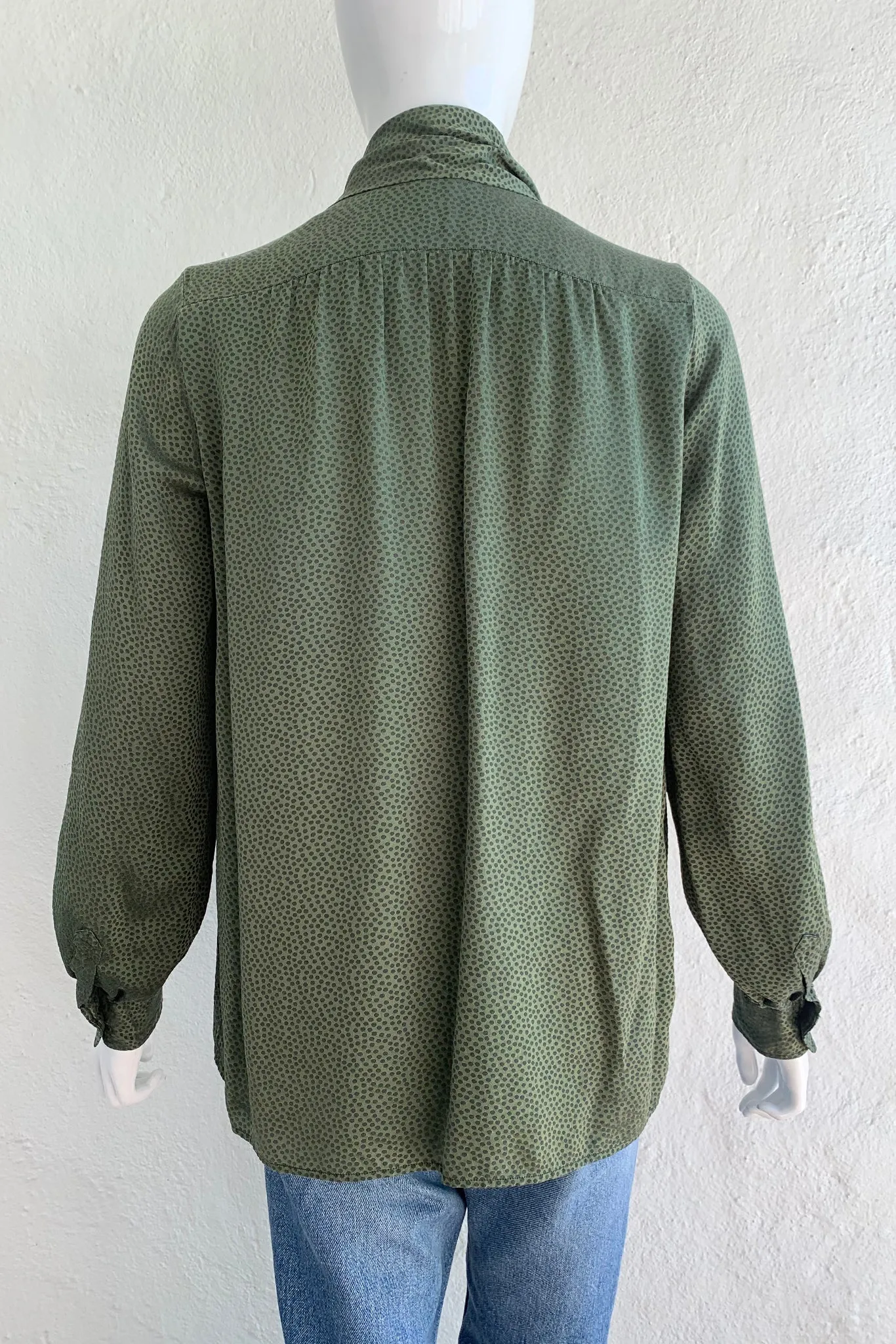 Dotted Silk Bow Blouse