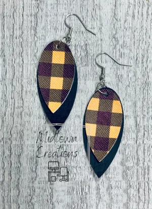 Double Layer Buffalo Plaid-Black Earrings