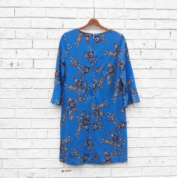 Draper James Geranium Bell Sleeve Dress Blue