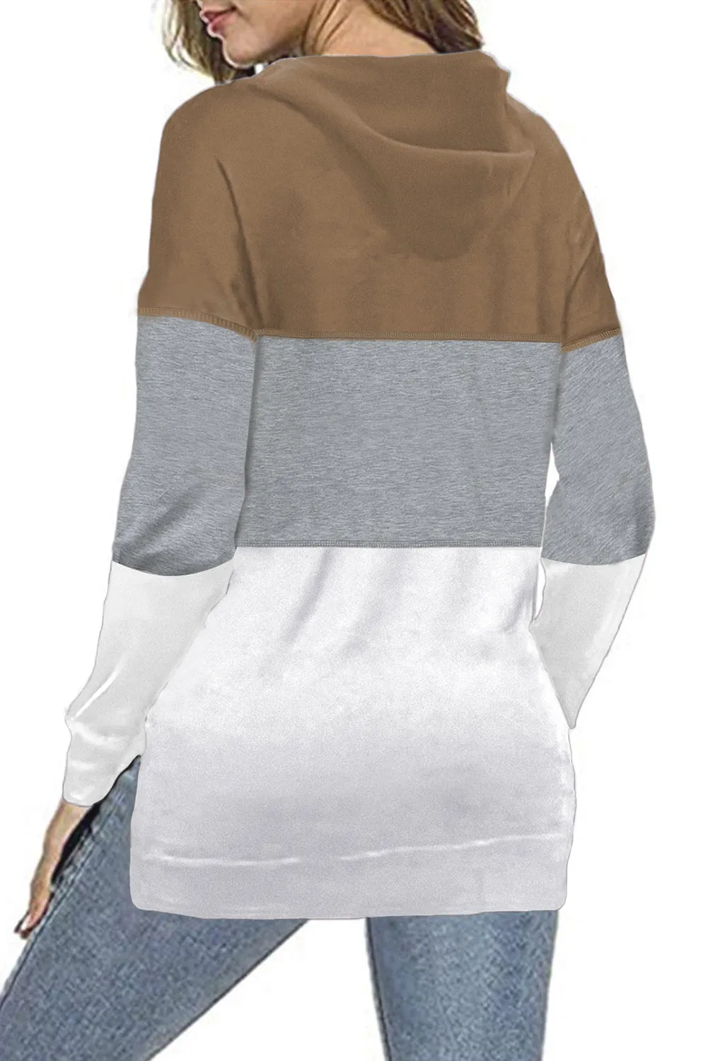 Drawstring Color Block Stripe Casual Hoodie