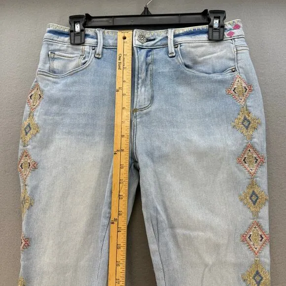 Driftwood Jeans Women's 27x28 (4) Light Blue Jackie High Rise Embroidery Western