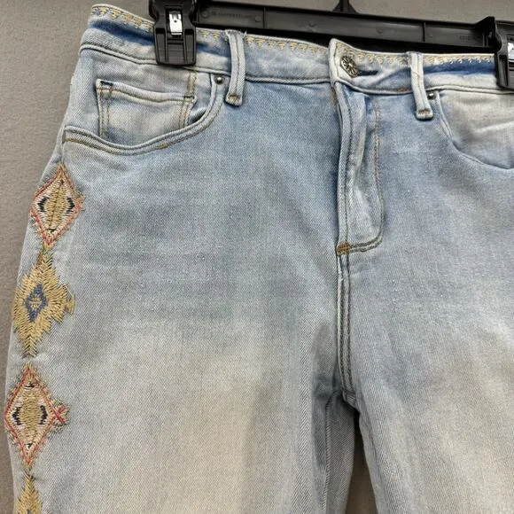 Driftwood Jeans Women's 27x28 (4) Light Blue Jackie High Rise Embroidery Western