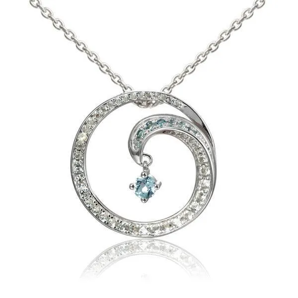 Drop of Water Aquamarine & Topaz Pendant by Alamea