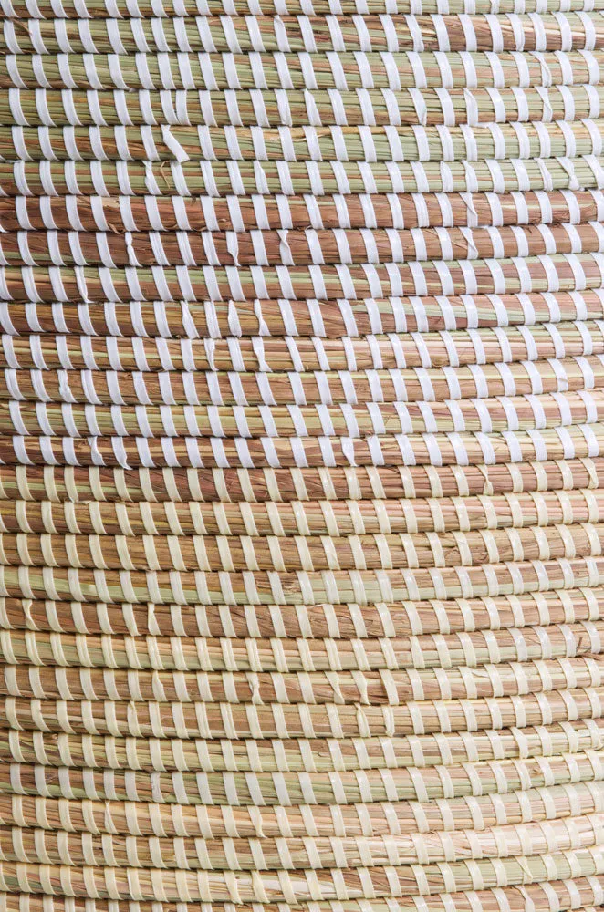 DUO-WHITE FLAT-LIDDED BASKET (SENEGAL)