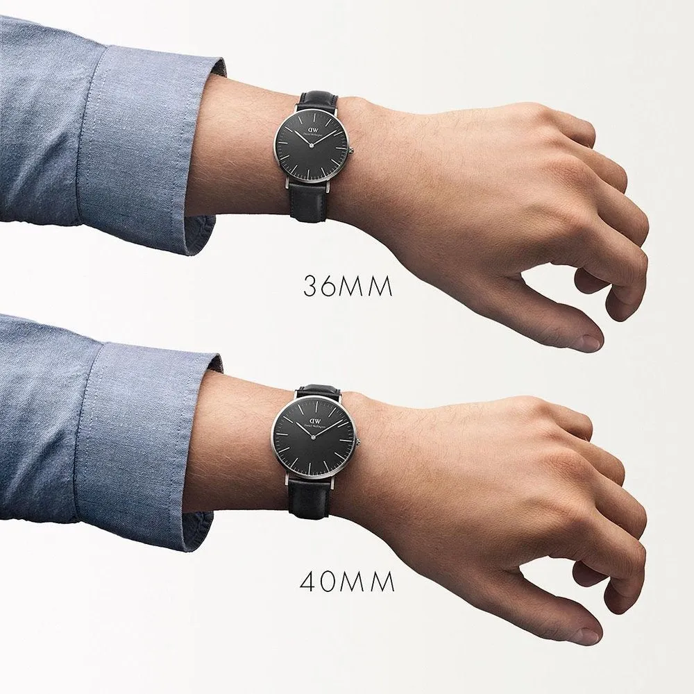 DW00100133 Daniel Wellington Classic Black Sheffield Black Leather 40mm Silver
