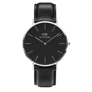 DW00100133 Daniel Wellington Classic Black Sheffield Black Leather 40mm Silver