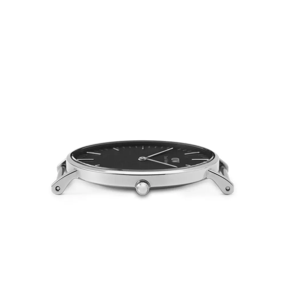 DW00100133 Daniel Wellington Classic Black Sheffield Black Leather 40mm Silver