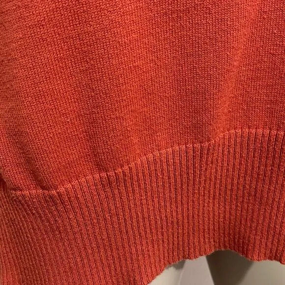 Eddie Bauer Womens Orange Cotton Hooded V-Neck Sweater‎ - Size Medium Cozy Chic