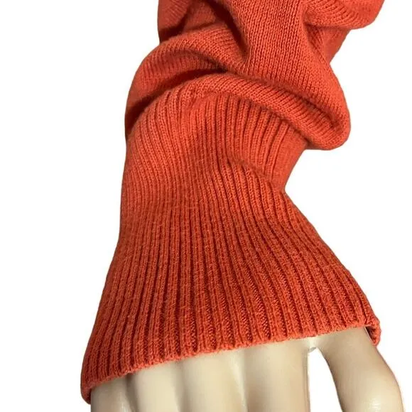 Eddie Bauer Womens Orange Cotton Hooded V-Neck Sweater‎ - Size Medium Cozy Chic