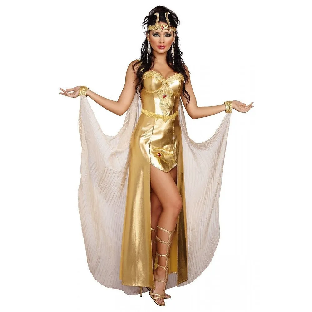 Egyptian Goddess Cleopatra Women's Metallic Gold Dress Gown Costume