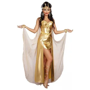 Egyptian Goddess Cleopatra Women's Metallic Gold Dress Gown Costume