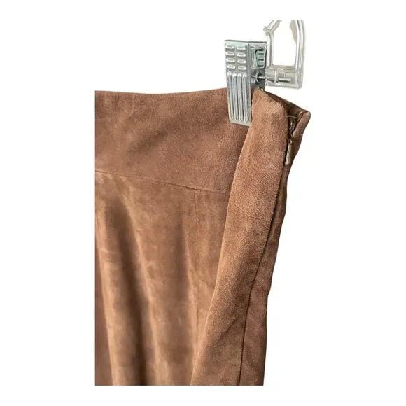 Eileen Fisher Brown Goat Suede Leather Skirt Size XS