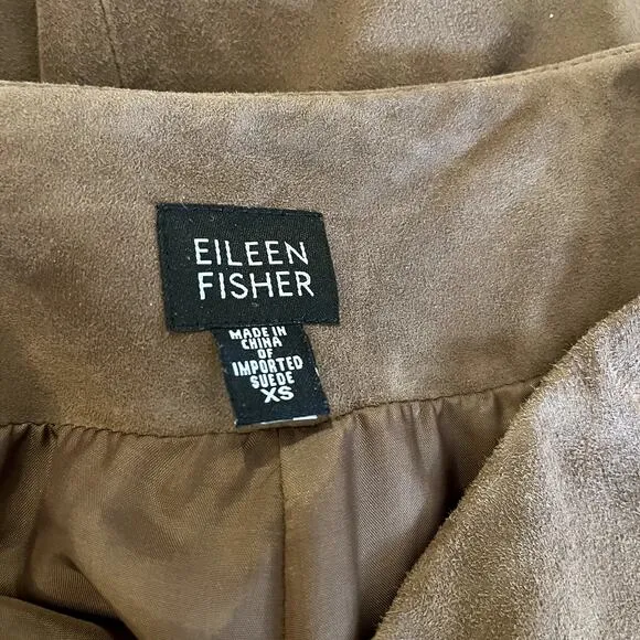 Eileen Fisher Brown Goat Suede Leather Skirt Size XS