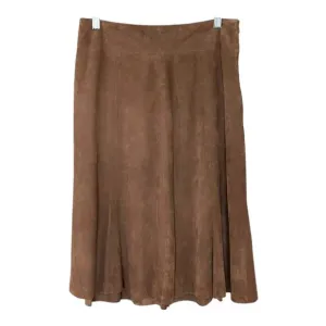Eileen Fisher Brown Goat Suede Leather Skirt Size XS