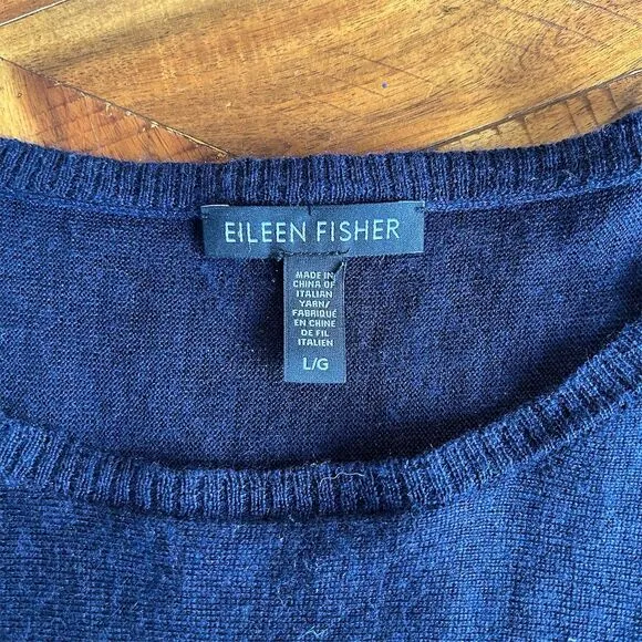Eileen Fisher Color Block Merino Wool Sweater Size L