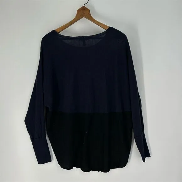 Eileen Fisher Color Block Merino Wool Sweater Size L