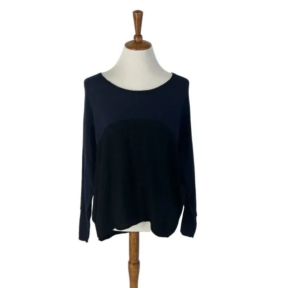 Eileen Fisher Color Block Merino Wool Sweater Size L