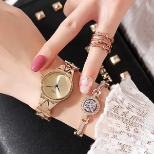 Elegant 2 Pcs Set Bracelet Women's Watch