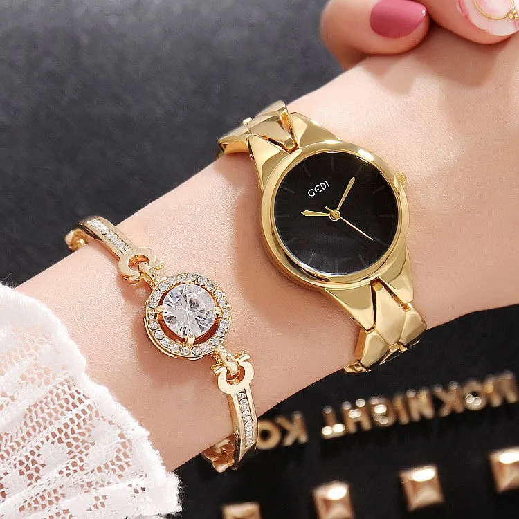 Elegant 2 Pcs Set Bracelet Women's Watch