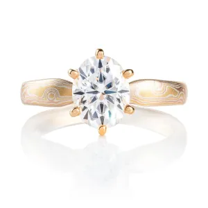 Elegant Oval Diamond Engagement Ring in Woodgrain Pattern