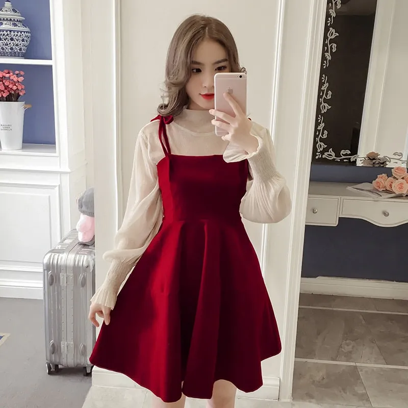 Elegant Top & Sundress 2 Piece Dress & Shirt for Women
