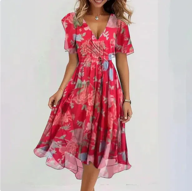Elegant Women's V-Neck Dress – Flattering Fit & Comfortable Fabric