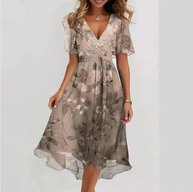 Elegant Women's V-Neck Dress – Flattering Fit & Comfortable Fabric