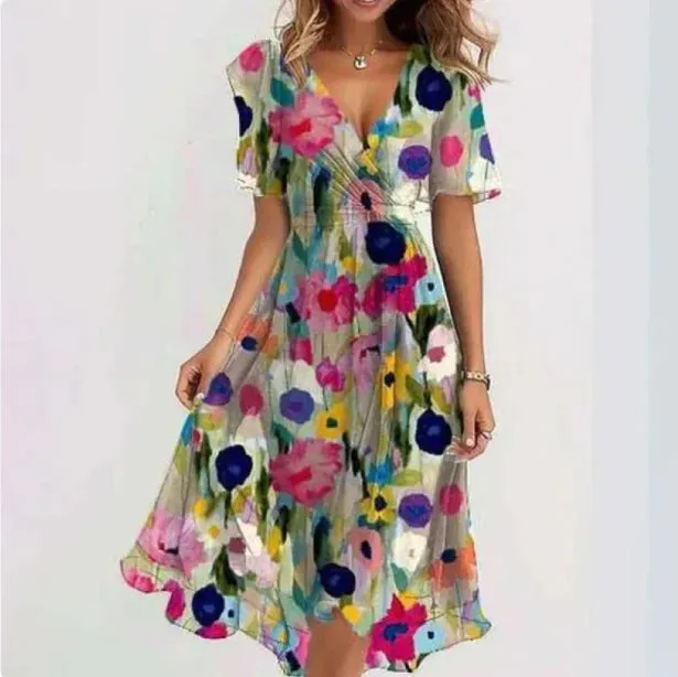 Elegant Women's V-Neck Dress – Flattering Fit & Comfortable Fabric